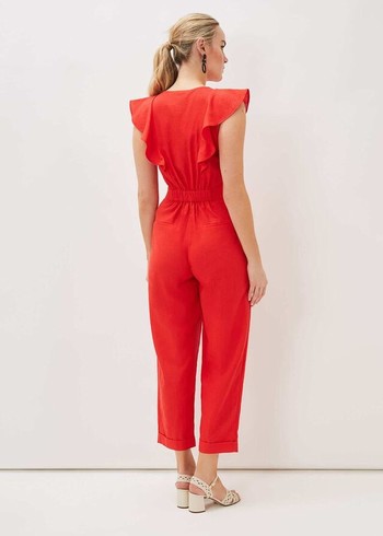 Phase Eight Jamilla Linen Jumpsuit Red Canada | NMWRIH-865